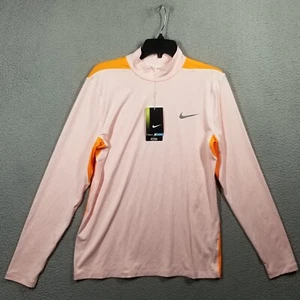 Nike Golf Dri-Fit Stay Cool 1/4 Zip Long Sleeve Shirt Men Medium Orange - Picture 1 of 11
