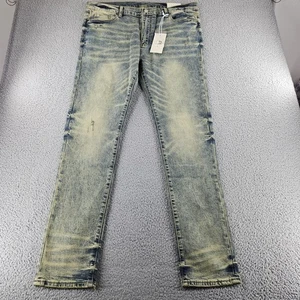 mnml Jeans Mens 38 Blue X146 Stretch Denim Distressed Faded Wash Slim Fit Skinny - Picture 1 of 18