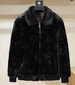 Men's Winter Luxury Fur Jacket with Lapel Collar & Full-Zip sizes 2XL - 5XL - Picture 1 of 5