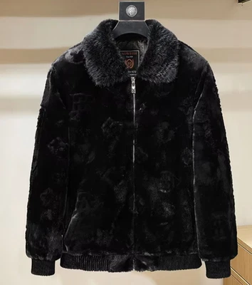 Men's Winter Luxury Fur Jacket with Lapel Collar & Full-Zip sizes 2XL - 5XL - Image 1 of 4