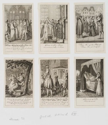 HENNE (*1758) nach CHODOWIECKI (*1726), 6 Graphiken, Reihe Heinrich VIII., Rad. - Bild 1 von 4
