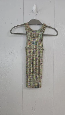 Camiseta sin mangas Anthropologie verde arco iris tejido multicolor cuello alto talla XS Foto 1 de 4