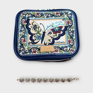 Brighton Butterfly Travel Jewelry Case Silver Heart Bracelet - Picture 1 of 10
