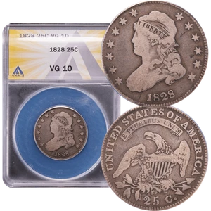 1828 Capped Bust Quarter 25c ANACS VG10  - Bild 1 von 5