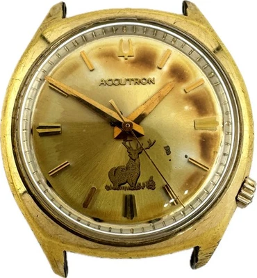 Reloj Pulsera Accutron 218D The Hartford Dial Para Hombre Tenedor de Afinación 10k RGP De Colección Foto 1 de 4