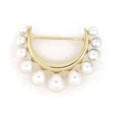Broche Perla Mikimoto 3.1mm-5.9mm Oro Amarillo 18K (K18YG) con Caja Foto 1 de 4