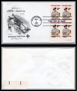 US FDC # 1910 18c Red Cross Artmaster Plate Block LR 1981, 9Q1063 - Picture 1 of 1