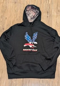 Mossy Oak Brand Black USA Eagle Camo Hoodie Sweatshirt Mens XL 4 - Picture 1 of 3