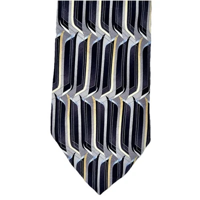 Corbata de seda importada Arrow para hombre 60” X 4”, multicolor (negro/plateado/dorado/azul) Foto 1 de 4
