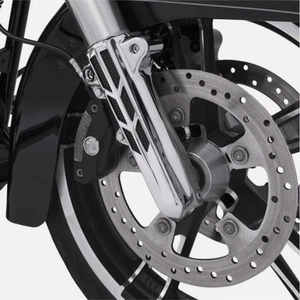 2X Black Front Lower Fork Leg Covers Slider For Harley Touring FLHR FLHX FLH - Foto 1 di 10