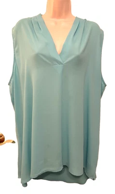 Blusa para mujer Avenue Plus 22/24 azul sin mangas cuello en V pulóver Foto 1 de 4