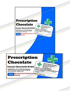 2 x Prescription Chocolate Bar Wrapper Novelty Funny Gift Present Secret Santa - Picture 1 of 5