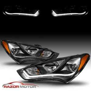 [HID Model+LED Bar]For 2013 2014 2015 Hyundai Genesis Coupe Black Headlights Set - Picture 1 of 10