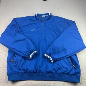 Vintage Reebok Jacket Mens 2XL Blue Windbreaker 1/2 Zip Pullover 2000s Y2K - Picture 1 of 9