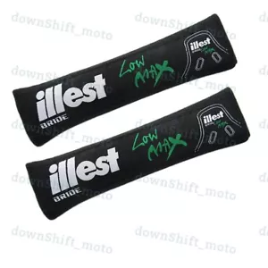 X2 Black JDM ILLEST BRIDE Seat Belt Cover Shoulder Pads Embroidery for Honda New - Picture 1 of 6