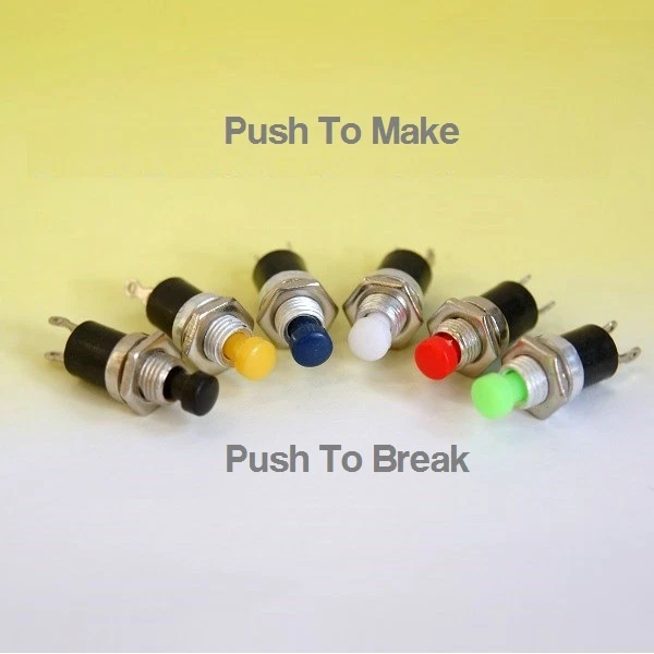 Miniature SPST Momentary Push Button Switch Push To Make / Push To Break - Image 1 of 1