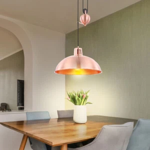 Lampada a sospensione sospensione metallo e plastica color rame rotonda lampada da tavolo da pranzo - Foto 1 di 2