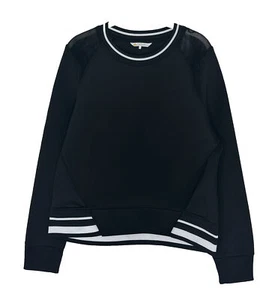 C & C California Women's Neoprene Scuba Mesh Pullover Sweatshirt Black Sz Large - Picture 1 of 8