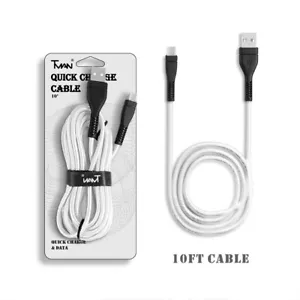 10ft Long Fast USB Cord Cable for Verizon/TMobile/ATT Google Pixel 6, 6 Pro, 6a - Picture 1 of 3