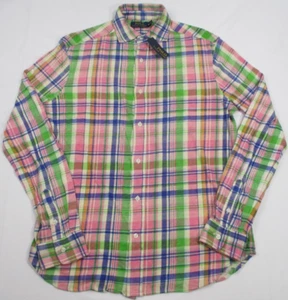 NWT Polo Ralph Lauren Shirt Mens Summer Cotton Plaid L/S Button Down Shirt M - Picture 1 of 4