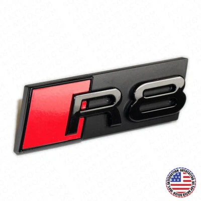 Parachoques parrilla delantera radiador letras emblema insignia logotipo deportivo negro para Audi R8 Foto 1 de 4