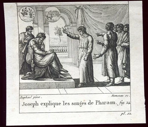 gravure ancienne François Manceau .Raphaël pinx."Joseph explique les songes"1825 - Imagen 1 de 1