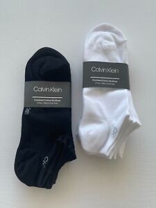 Calvin Klein Men's Combed Cotton No Show Socks White or Black 6, 12 Pack US 7-12