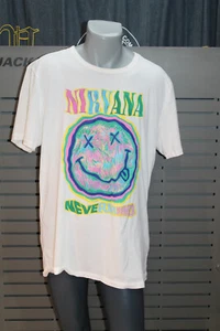 Camiseta Amplified NIRVANA gris empalmada SMILEY nueva charocal nueva - Imagen 1 de 4