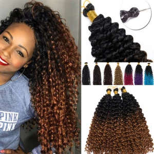 100% Real Natural Water Wave Crochet Braids Deep Curly 10% Human Hair Extensions - Picture 1 of 26