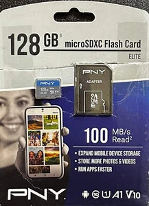 PNY 128GB Elite Mobile Accessories Class 10 U1 V10 A1 microSDXC Flash (OPEN BOX) - Picture 1 of 8