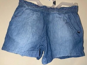 Lucky Brand Girls Chambray Shorts XL 16 Blue Elastic Smocked Waist Pockets - Picture 1 of 3