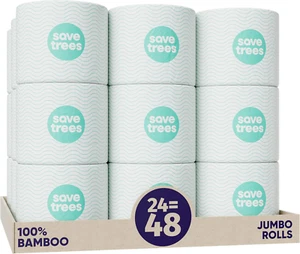 Bamboo Toilet Paper -24 Rolls of Septic Safe Organic Toilet Paper 3-Ply, 300 She - Picture 1 of 12