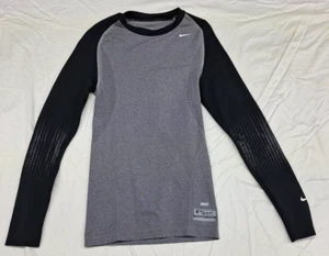 Nike Team Youth Boys Dri Fit Baseball Gray/Black Long Sleeve Performance Apparel - Picture 1 of 7
