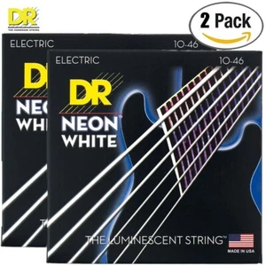 2-PACK DR NWE-10 Hi-Def NEON White Coated Nickel Electric Guitar Strings 10-46 - Picture 1 of 1
