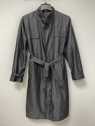 Trench vintage da uomo Gucci finiture in pelle grigio taglia 48