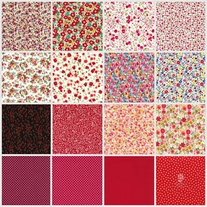 Red Rose and Hubble Floral Fabrics 100% Cotton Poplin 45" wide Half Metre FQ - Picture 1 of 42