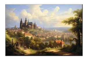Prague Castle Classical Vintage Oil Painting Printed on canvas,Giclée Print,03 - Picture 1 of 8