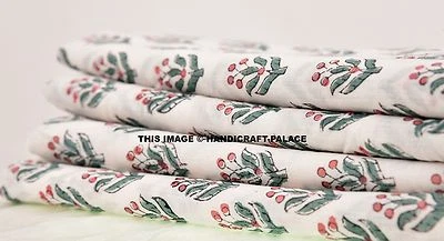 2.5 Yard Hand Block Print Handmade Cotton Indian Natural Sanganeri Print Fabric - Image 1 of 4