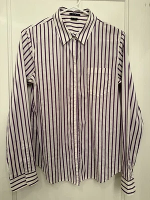 Blusa Theory Púrpura Cuello Rayas Manga Larga L Foto 1 de 4
