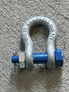 campbell 5390835 1/2" Anchor Shackle, Bolt Type, Forged Carbon Steel, Galv 2 ton - Picture 1 of 4
