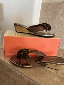 LINDSAY PHILLIPS MISSY #7001 Switchflops Size 7 Bronze Wedge Brand New In Box - Picture 1 of 10