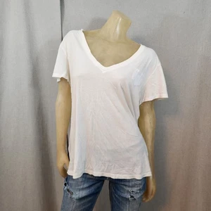 GAP White 100% Cotton V Neck Short Slv T Shirt Top Blouse XLARGE XL Sunkissed Wh - Picture 1 of 6