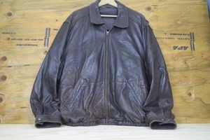 American Classics Leather Jacket Mens 3XL Full Zip Bomber Coat USA Vintage Style - Picture 1 of 9