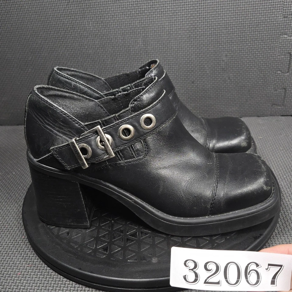 Harley Davidson Shoes Womens Size 8.5 Black Leather Heels Buckle Moto 83103 - Image 1 of 4