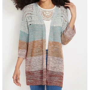 Maurices Bohemian Knit Marled Striped Cardigan NWT - Picture 1 of 8