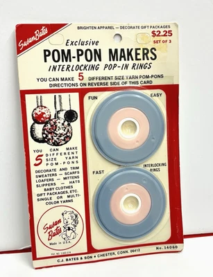 Pompón, pompón, fabricantes Susan Bates vintage. Anillos pop-in entrelazados Foto 1 de 4