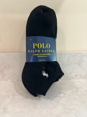 Polo Ralph Lauren Clásico Deportivo 6 Pares Para Hombre Calcetines Corte Bajo Negros con Poni Gris Foto 1 de 4