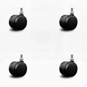 2 Inch Office Chair Casters Nylon Twin Wheel 3/8 Threaded Stem Set of 4 SCC - Picture 1 of 4