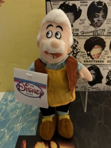 NUOVO Disney GEPPETTO 8'' Pinocchio Peluche Bambola Vintage Nuovo Anni 90 Nuovo con etichette - Foto 1 di 5