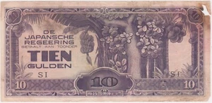 (N84-18) 1940s JAP INV money 10 Gulden bank note (R) - Picture 1 of 2